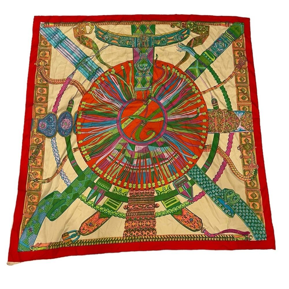 HERMES "Ceintures et Liens" 100% Silk Scarf Shawl 49" - Made in France
